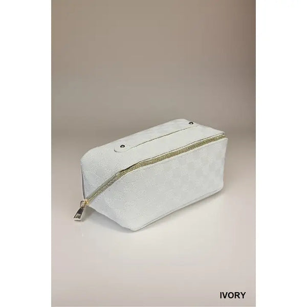 Vegan Leather Makeup Bag Solid Bag