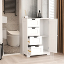 White Freestanding Storage Cabinet with 4 Drawers and 1 Door