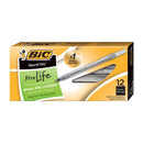 BIC Round Stic Ballpoint Pens, Medium Point, 1.0 mm, Translucent Barrel, Blue Ink, Pack Of 12