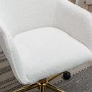 Modern White Teddy Fabric Adjustable Office Chair