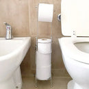 26" Tall - Silver Metal Toilet Paper Storage Stand Holder
