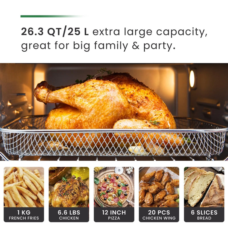 VAL CUCINA 10-in-1 Air Fryer Toaster Oven - Brushed Stainle