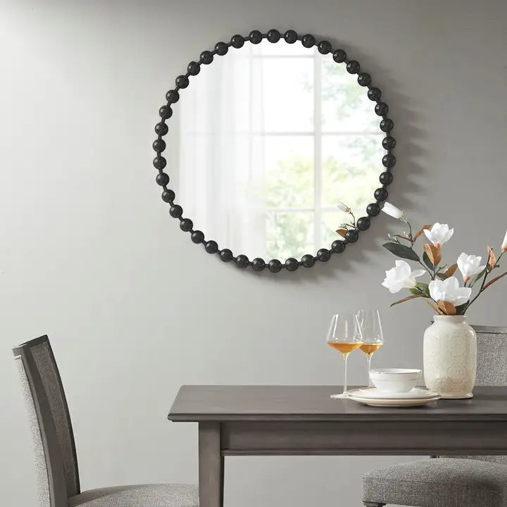 Round Iron Framed Wall Decor Mirror, Black