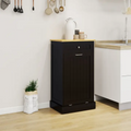 Black Tilt-Out Trash Cabinet with Drawer and Storage