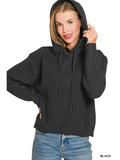 Textured Sweater Contrast Hoodie