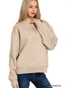 Fleece Half Zip Sweatshirt - Zenana - OutletSavings
