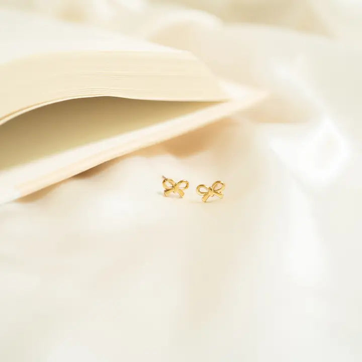 18K Gold Pvd Stainless Steel Bow Stud Earrings