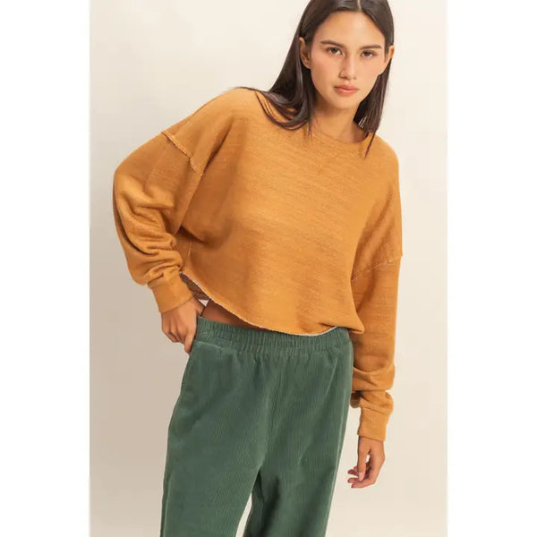 Drop-Shoulder Cropped Top