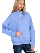 Fleece Half Zip Sweatshirt - Zenana - OutletSavings