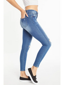 High Rise Distressed Ankle Skinny Jeans