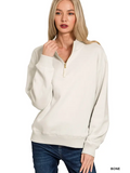 Fleece Half Zip Sweatshirt - Zenana - OutletSavings