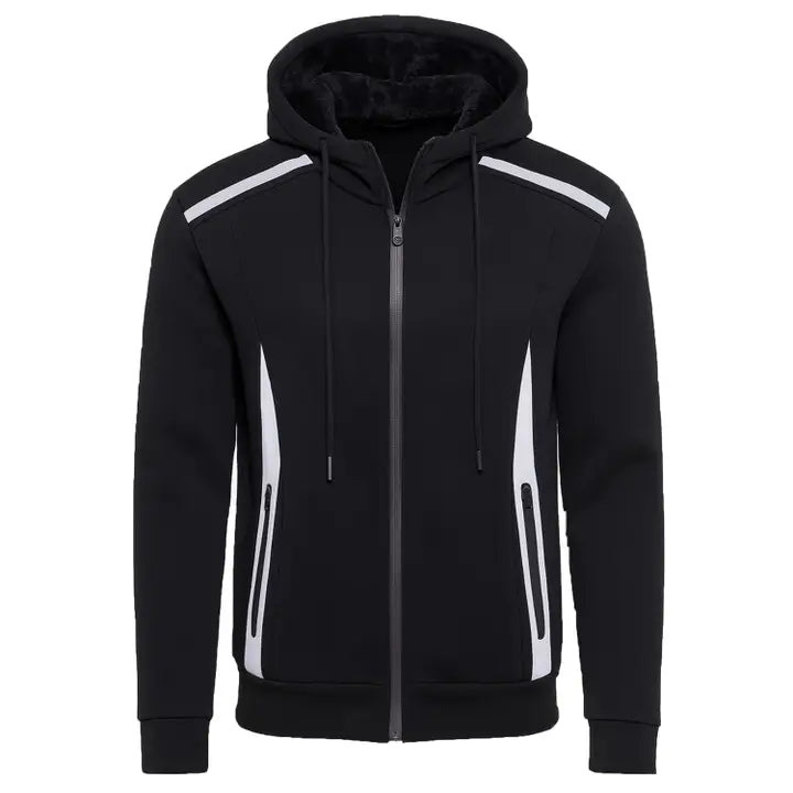 Men's Sherpa Fleece Lined Reflective Tech Zip Hoodie