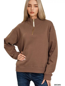 Fleece Half Zip Sweatshirt - Zenana - OutletSavings