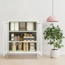 Metal Storage Cabinet with Mesh Doors, Adjustable Shelves