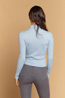 LONG SLEEVE MOCK NECK RIB TOP - OutletSavings