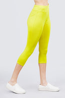 Active wear Solid Capri Leggings - OutletSavings