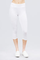 Active wear Solid Capri Leggings - OutletSavings