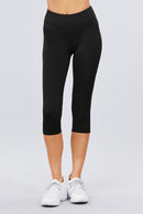 Active wear Solid Capri Leggings - OutletSavings
