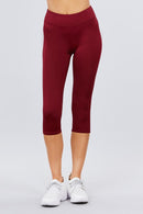 Active wear Solid Capri Leggings - OutletSavings