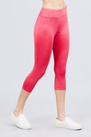 Active wear Solid Capri Leggings - OutletSavings