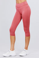 Active wear Solid Capri Leggings - OutletSavings