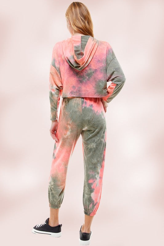JOGGERS SETS TIE DYED HOODIE JOGGER PANT SET