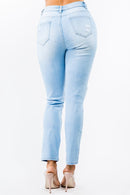 HIGH WAIST CUT OUT STRAIGHT JEANS - OutletSavings