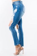 HIGH WAIST CUT OUT STRAIGHT JEANS - OutletSavings