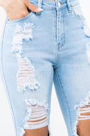 HIGH WAIST CUT OUT STRAIGHT JEANS - OutletSavings
