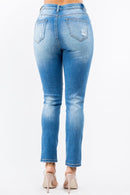 HIGH WAIST CUT OUT STRAIGHT JEANS - OutletSavings