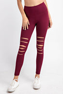 Full Length Wide Waist Band Laser Cut Leggings - OutletSavings