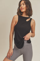 Asymmetric Cutout Lightweight Rib Tank Top