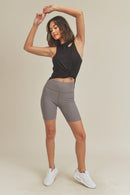 Asymmetric Cutout Lightweight Rib Tank Top