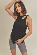 Asymmetric Cutout Lightweight Rib Tank Top