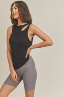 Asymmetric Cutout Lightweight Rib Tank Top