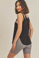 Asymmetric Cutout Lightweight Rib Tank Top