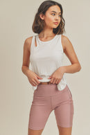 Asymmetric Cutout Lightweight Rib Tank Top