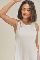 Asymmetric Cutout Lightweight Rib Tank Top