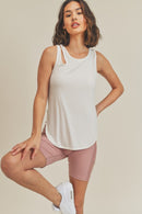 Asymmetric Cutout Lightweight Rib Tank Top