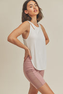Asymmetric Cutout Lightweight Rib Tank Top