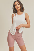 Asymmetric Cutout Lightweight Rib Tank Top