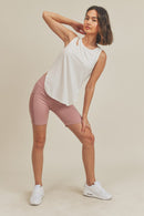 Asymmetric Cutout Lightweight Rib Tank Top