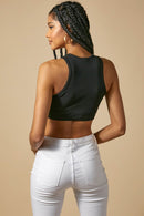 BANDANA HEM RIBBED TANK TOP