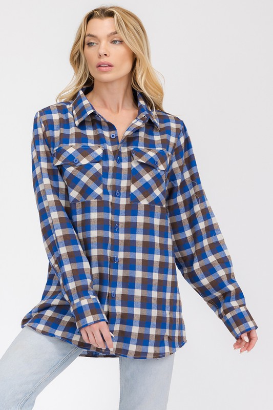 Womens Boyfriend Flannel Shirt S L ONLY