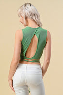 BACKLESS ITY RIBBED TIE DETAIL TOP