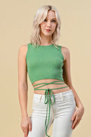 BACKLESS ITY RIBBED TIE DETAIL TOP