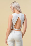 BACKLESS ITY RIBBED TIE DETAIL TOP