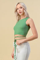 BACKLESS ITY RIBBED TIE DETAIL TOP