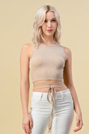 BACKLESS ITY RIBBED TIE DETAIL TOP