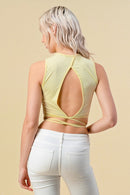 BACKLESS ITY RIBBED TIE DETAIL TOP